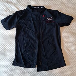 Chick-fil-a Team Style Blue Full Zip Short Sleeve Employee Shirt Women's Small